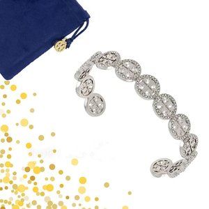 Tory Burch Silver Miller Pave Cuff Bracelet NWOT